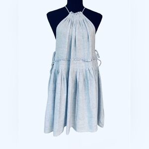 FREE PEOPLE ~ Charming Light Blue Pleated Drop Waist Dress w/Pockets size SP